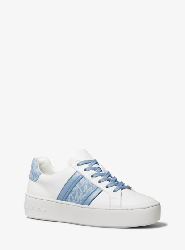 Damske Tenisky Michael Kors Poppy Leather and Logo Stripe Námornícka Modrá - Topanky Michael Kors Obchod | LJIUK-4810